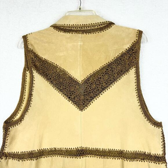 Free People Adeline Goat Suede Crochet Retro Boho Mini Dress Tan/Brown Size M - Picture 13 of 14